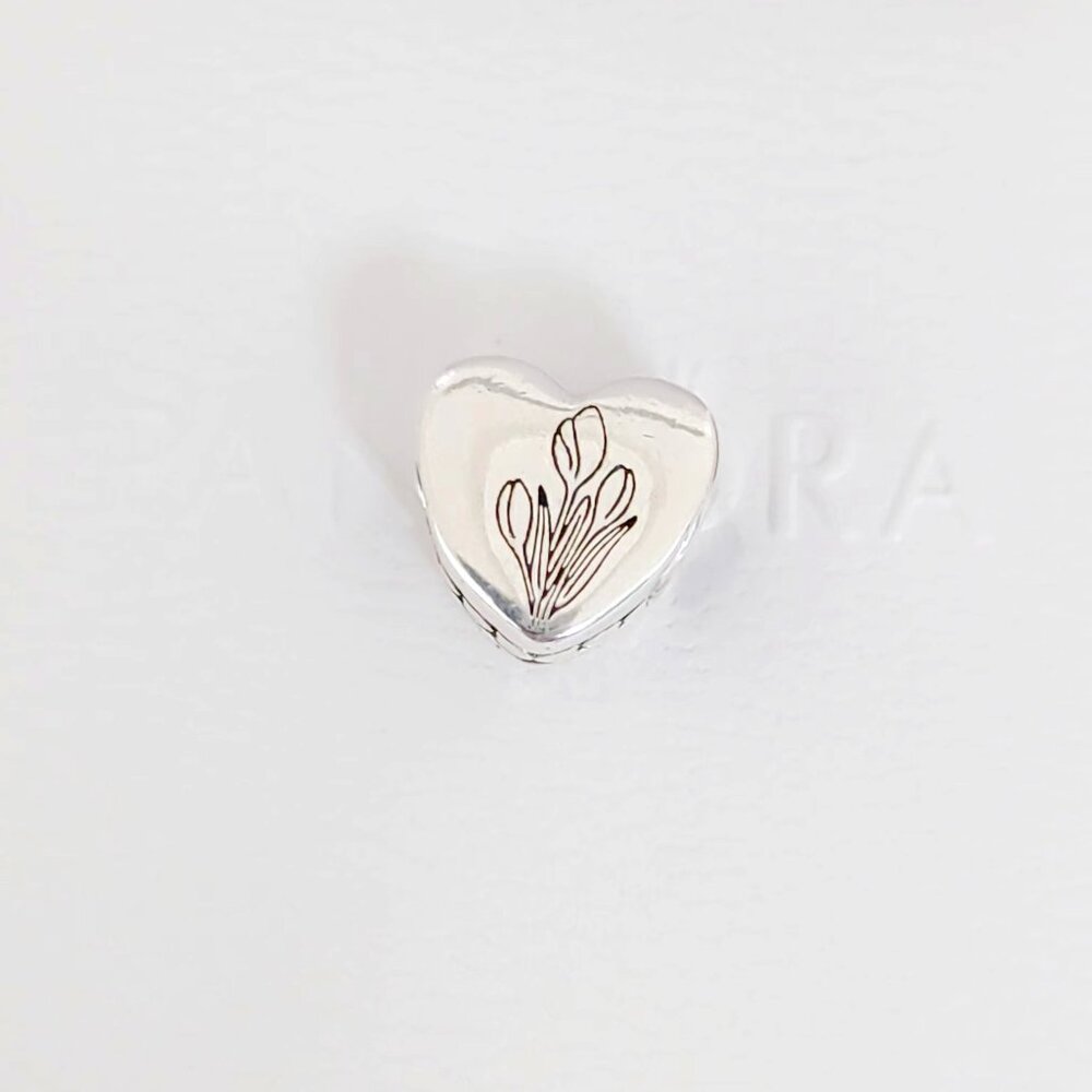 Pandora Netherlands and Tulip Heart Bead Charm S925 Sterling Silver Pendant